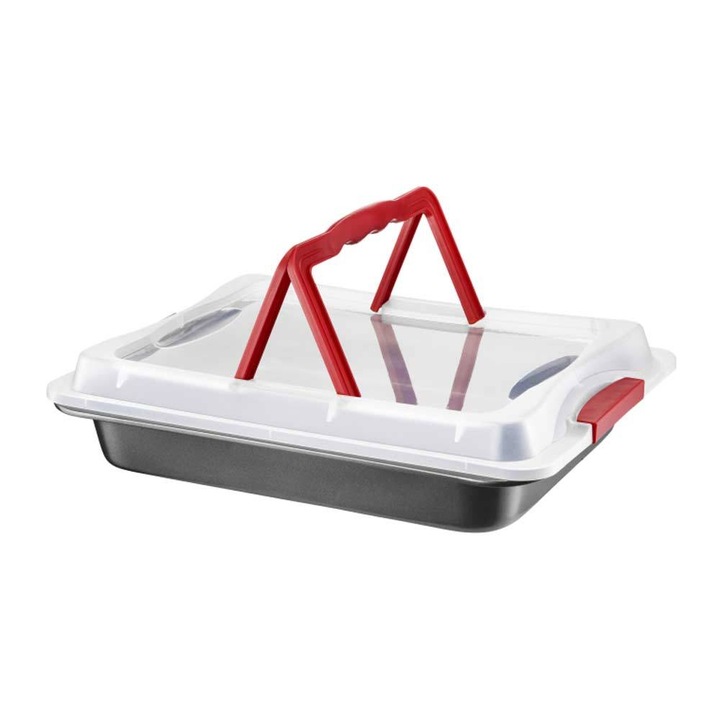Ambition Lukrecja 69936 tepsi műanyag fedővel 42 cm x29 cm x5 cm, fekete