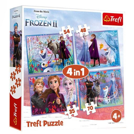 Set de 4 puzzle-uri FROZEN II intr-o cutie, 207 piese unice