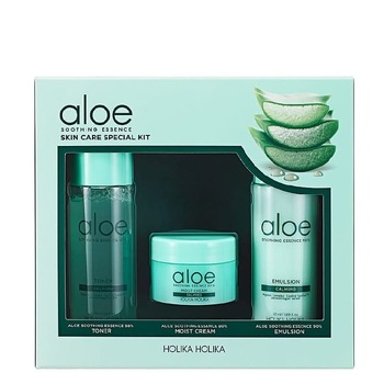 Set pentru ten Holika Holika cu aloe pentru piele uscata si iritata, Efect calmant Set pentru ten Holika Holika cu aloe pentru piele uscata si iritata, Efect calmant