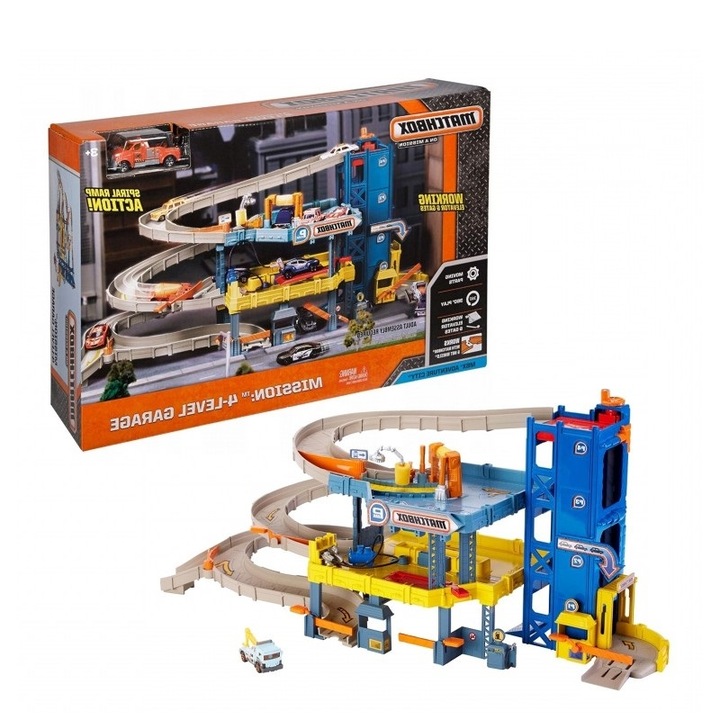 Set de joaca parcare Mattel, Matchbox CJM67, 4 Niveluri, Multicolor
