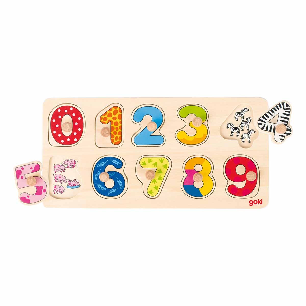 Puzzle din lemn Goki - Numere de la 0 la 9