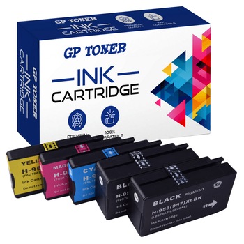 Set 5 cartuse de cerneala, GP Toner, Compatibil cu HP 953XL/ Officejet Pro 7740/ 8210/ 8728/ 8710/ 8715/ 8720/ 8725/ 8730/ 8740, Multicolor Set 5 cartuse de cerneala, GP Toner, Compatibil cu HP 953XL/ Officejet Pro 7740/ 8210/ 8728/ 8710/ 8715/ 8720/ 8725/ 8730/ 8740, Multicolor