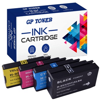 Set 4 cartuse de cerneala, GP Toner, Compatibil cu HP 953XL/ Officejet Pro 7740/ 8210/ 8728/ 8710/ 8715/ 8720/ 8725/ 8730/ 8740, Multicolor Set 4 cartuse de cerneala, GP Toner, Compatibil cu HP 953XL/ Officejet Pro 7740/ 8210/ 8728/ 8710/ 8715/ 8720/ 8725/ 8730/ 8740, Multicolor
