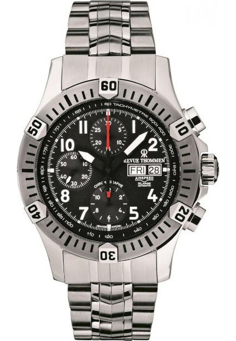 Ceas barbatesc Revue Thommen, Argintiu/Negru