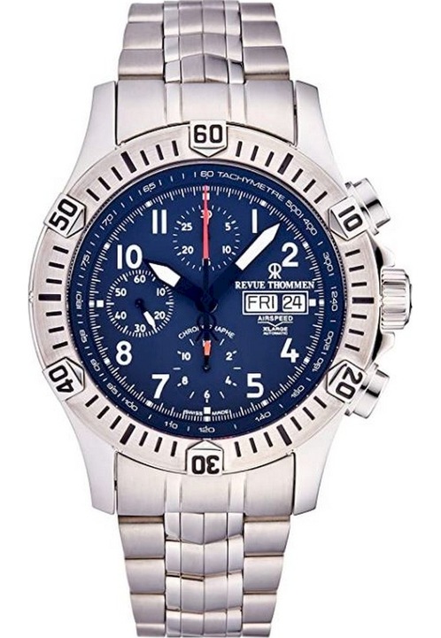 Ceas barbatesc Revue Thommen, 10 ATM, Argintiu/Albastru