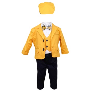 Costum botez, model Baby Boss, galben-negru, varsta 6-9 luni Costum botez, model Baby Boss, galben-negru, varsta 6-9 luni