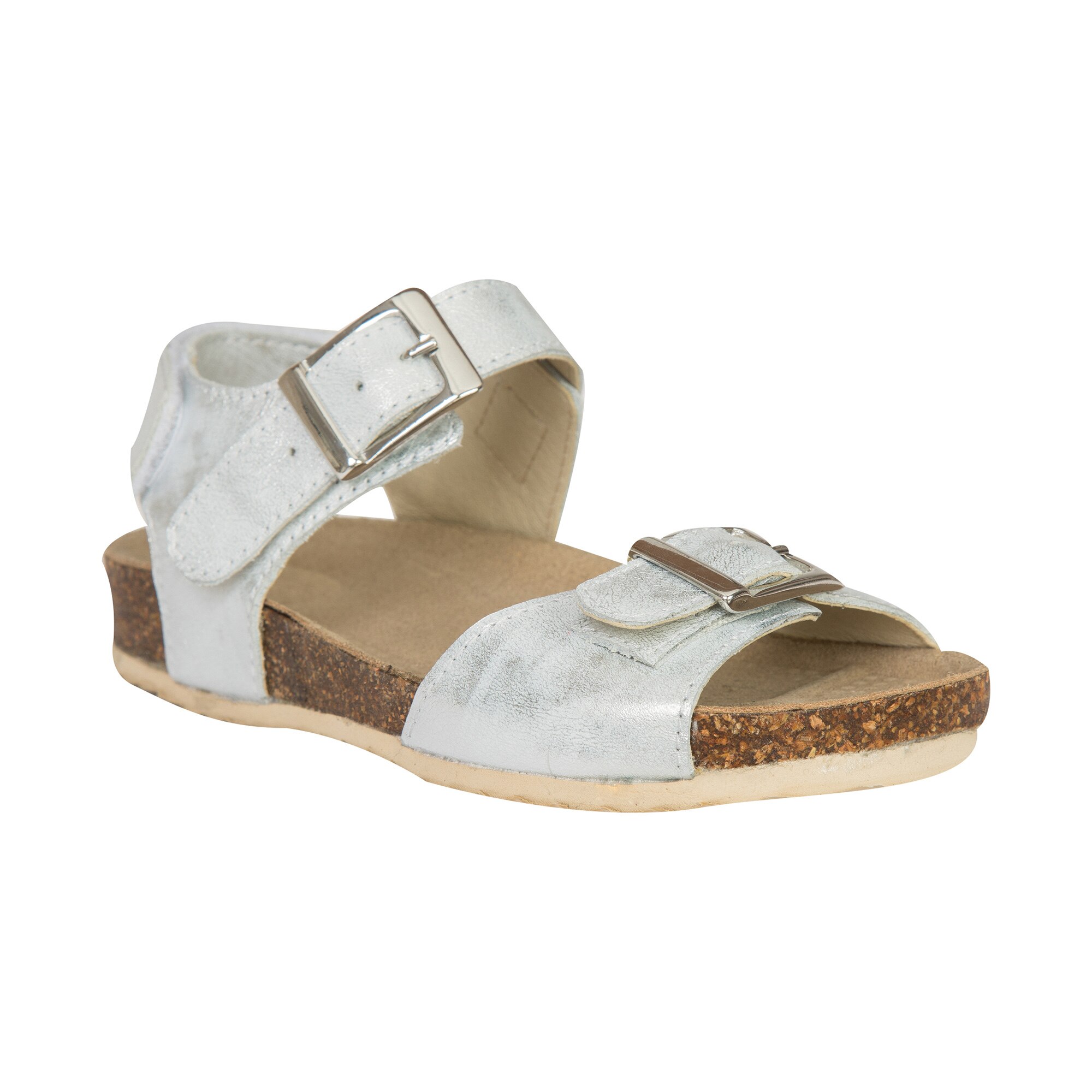 Sandale din piele pentru copii cu talpa din pluta, Leon, PJ Shoes, Argintiu
