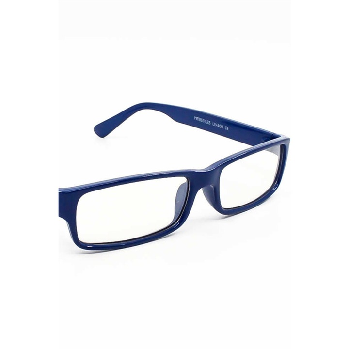 Детски слънчеви очила Nerd Clear 92051-1-2, UV 400, Прозрачни стъкла, Тъмносин