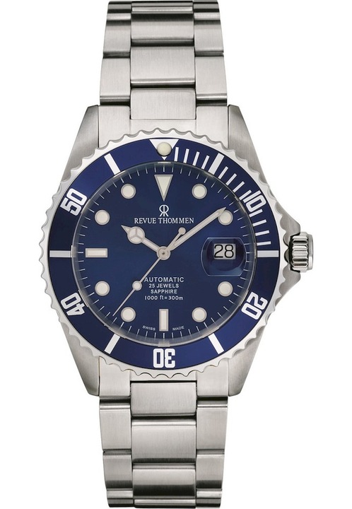Revue Thommen férfi karóra, 42 mm, ezüst/kék