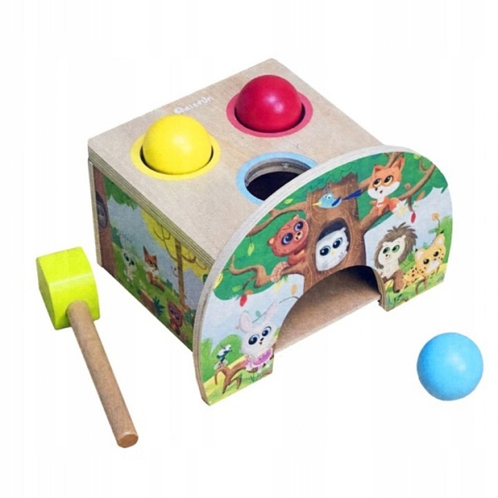 Elefun Kalapács, AB5341, Motoros készségek, Fa, Többszínű