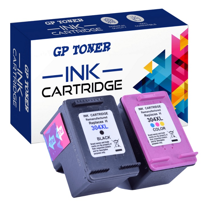 Set 2 cartuse de cerneala, Compatibil cu HP 304XL Envy 5030 5032 GP TONER CMYK
