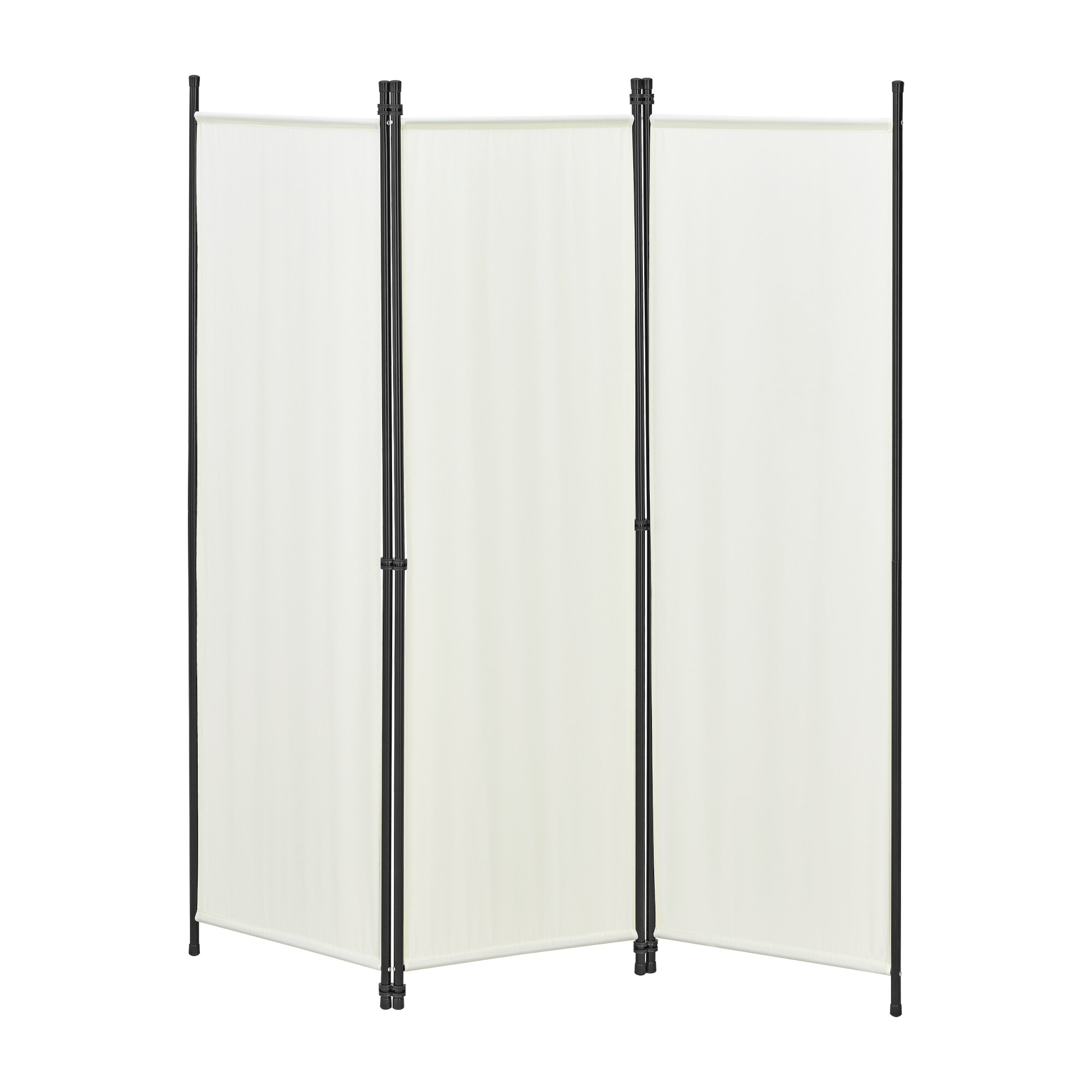 Paravan Huesca B, en.casa, 171 x 150 cm, otel/poliester, bej, pliabil, cu 3 paneluri cu 6 picioare sustinere