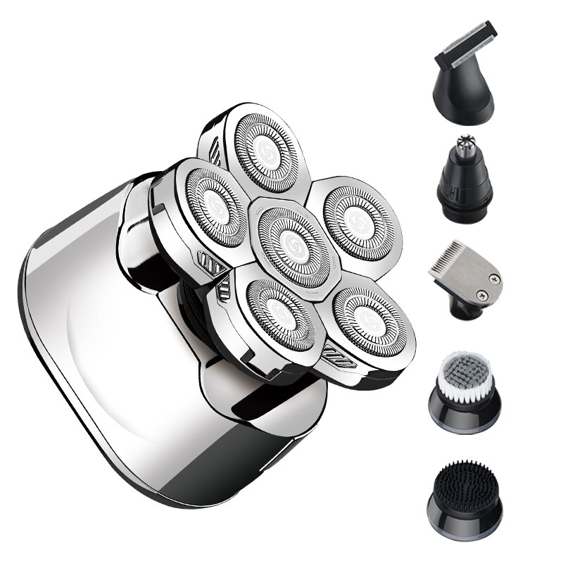 Aparat de ras cu 6 lame RESUXI, 6D, Afisaj LCD, Incarcare prin USB, Argintiu