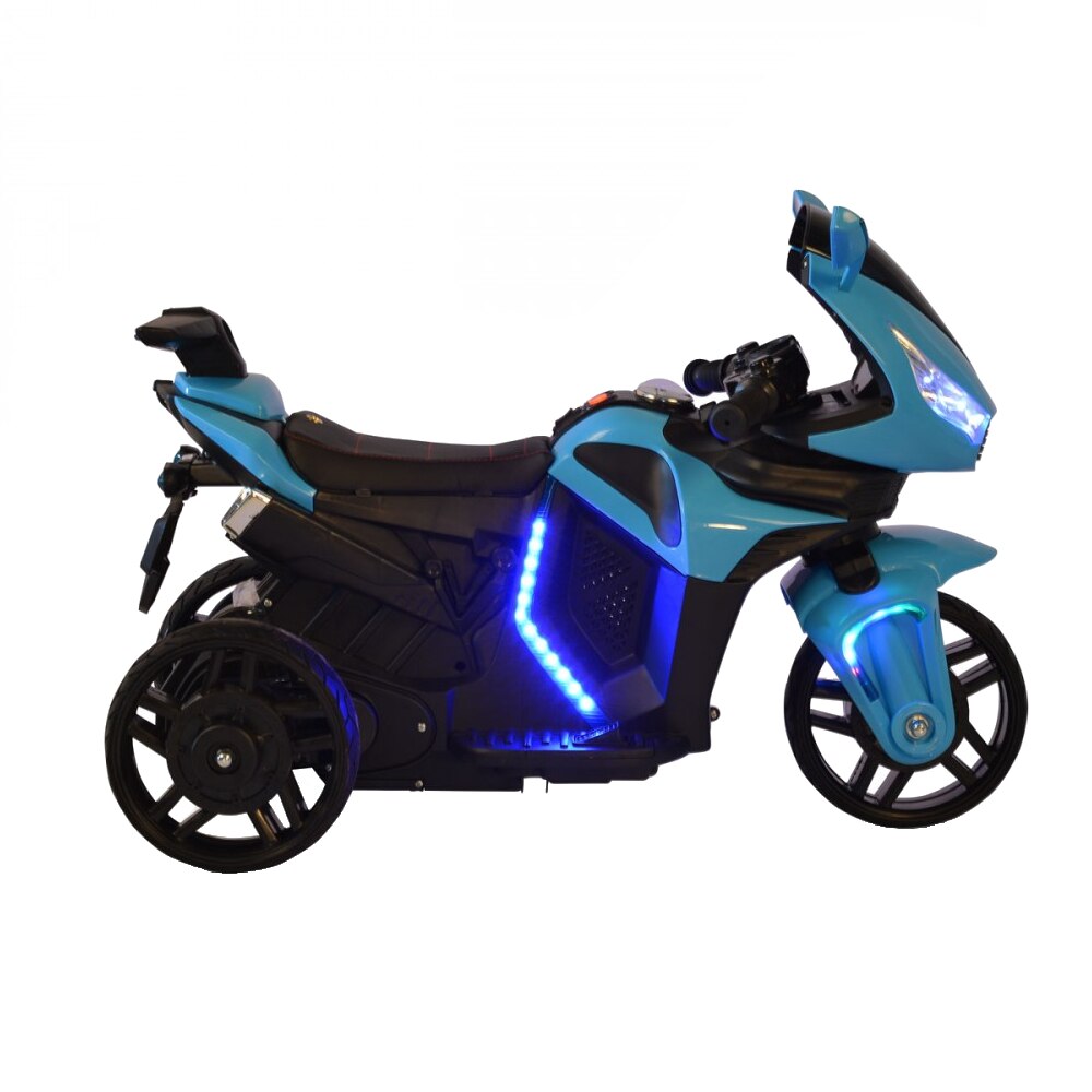 Motocicleta electrica BO Motor Shadow 6688, albastru, baterie 12V4.5Ah, doua motoare, lumini in far si roti, functie muzica, greutate pana la 40 kg
