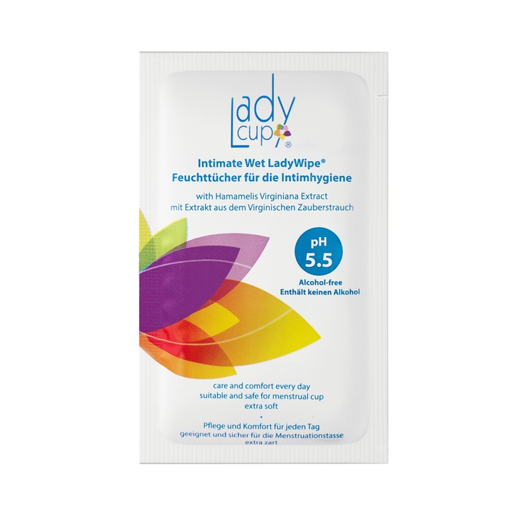 Set 5 servetele umede Intimate Wet LadyWipe, Ph 5.5, Fara alcool
