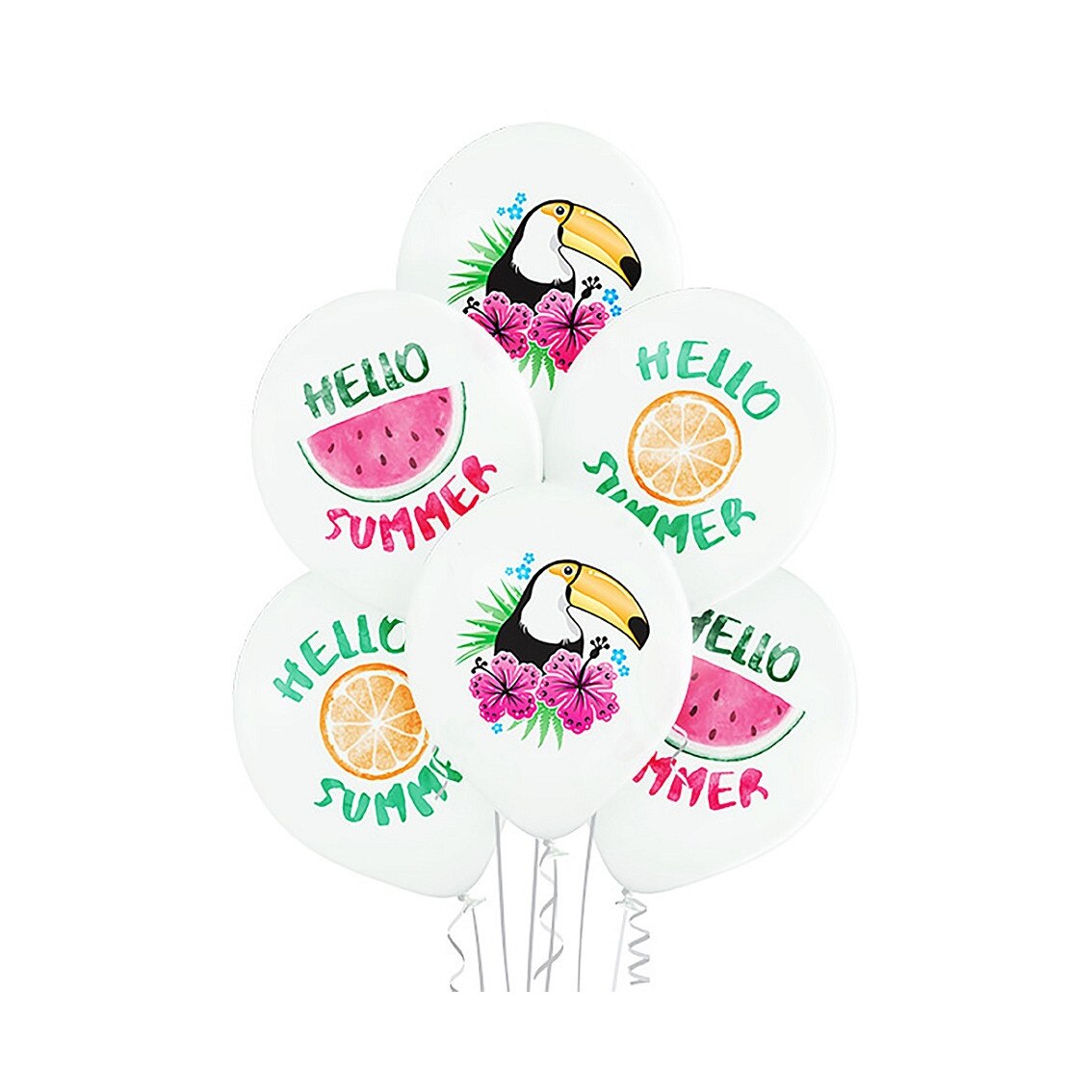 Set 6 Baloane Latex Hello Summer, Multicolor, 30 cm