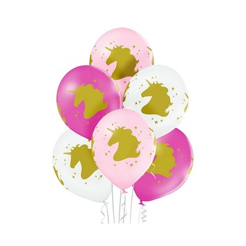 Set 6 Baloane Unicorn, Multicolor, 30 cm Set 6 Baloane Unicorn, Multicolor, 30 cm