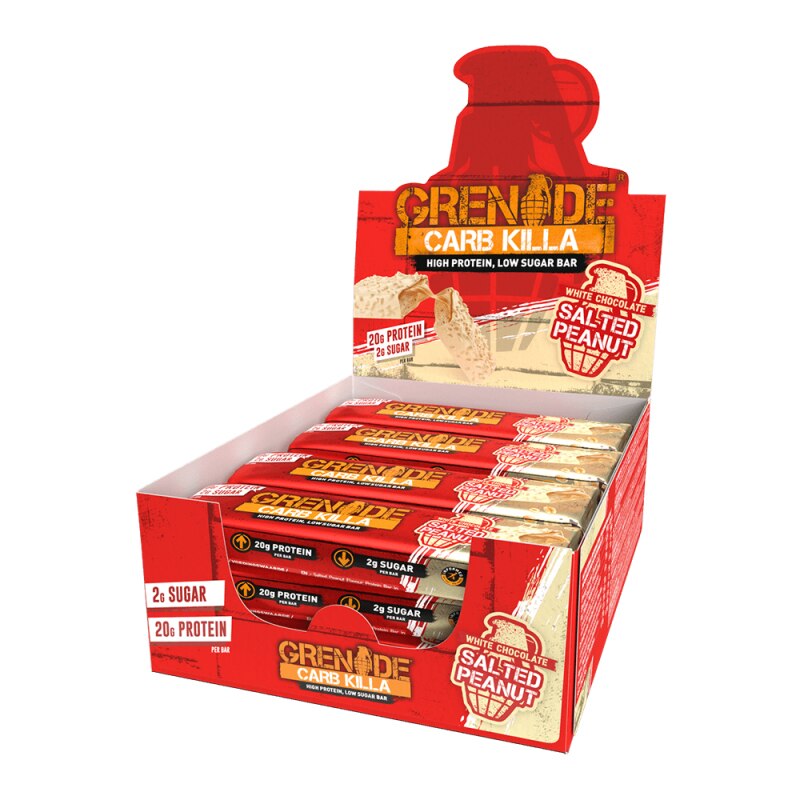 Cutie 12 Batoane Proteice Grenade Carb Killa, White Chocolate Salted Peanut, 60g
