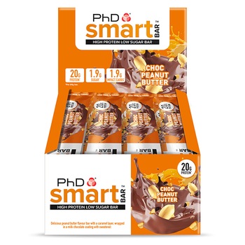 Cutie 12 Batoane Proteice PhD Smart Bar, Chocolate Peanut Butter, 64g Cutie 12 Batoane Proteice PhD Smart Bar, Chocolate Peanut Butter, 64g
