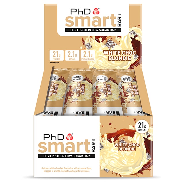 Cutie 12 Batoane Proteice PhD Smart Bar, White Chocolate Blondie, 64g