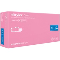 Set 100 bucati Manusi Nitrylex Pink, Nitril, nepudrate, roz, marimea M