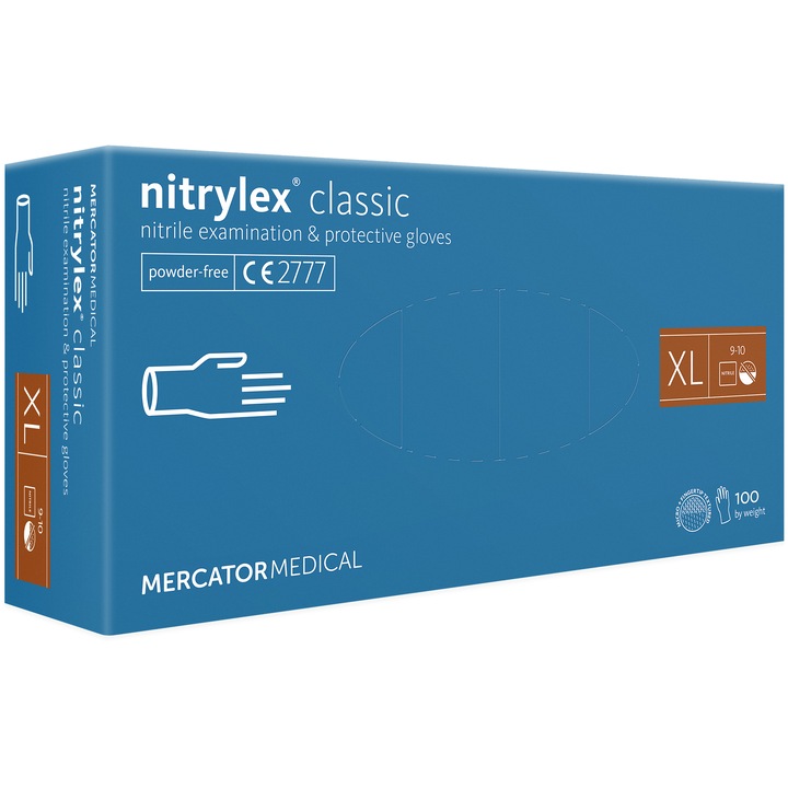 Set 100 bucati Manusi Nitrylex classic, Nitril, nepudrate, violet, marimea XL