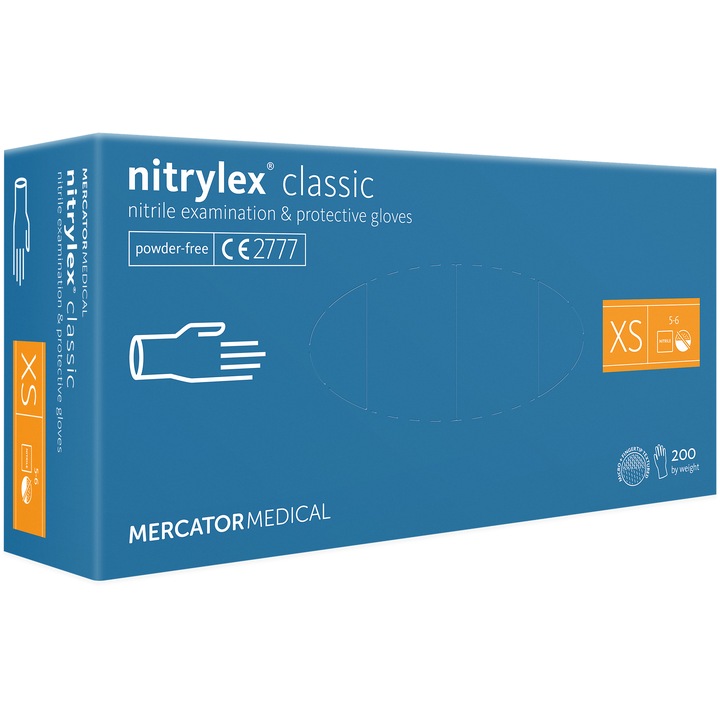 Set 200 bucati Manusi Nitrylex classic, Nitril, nepudrate, violet, marimea XS