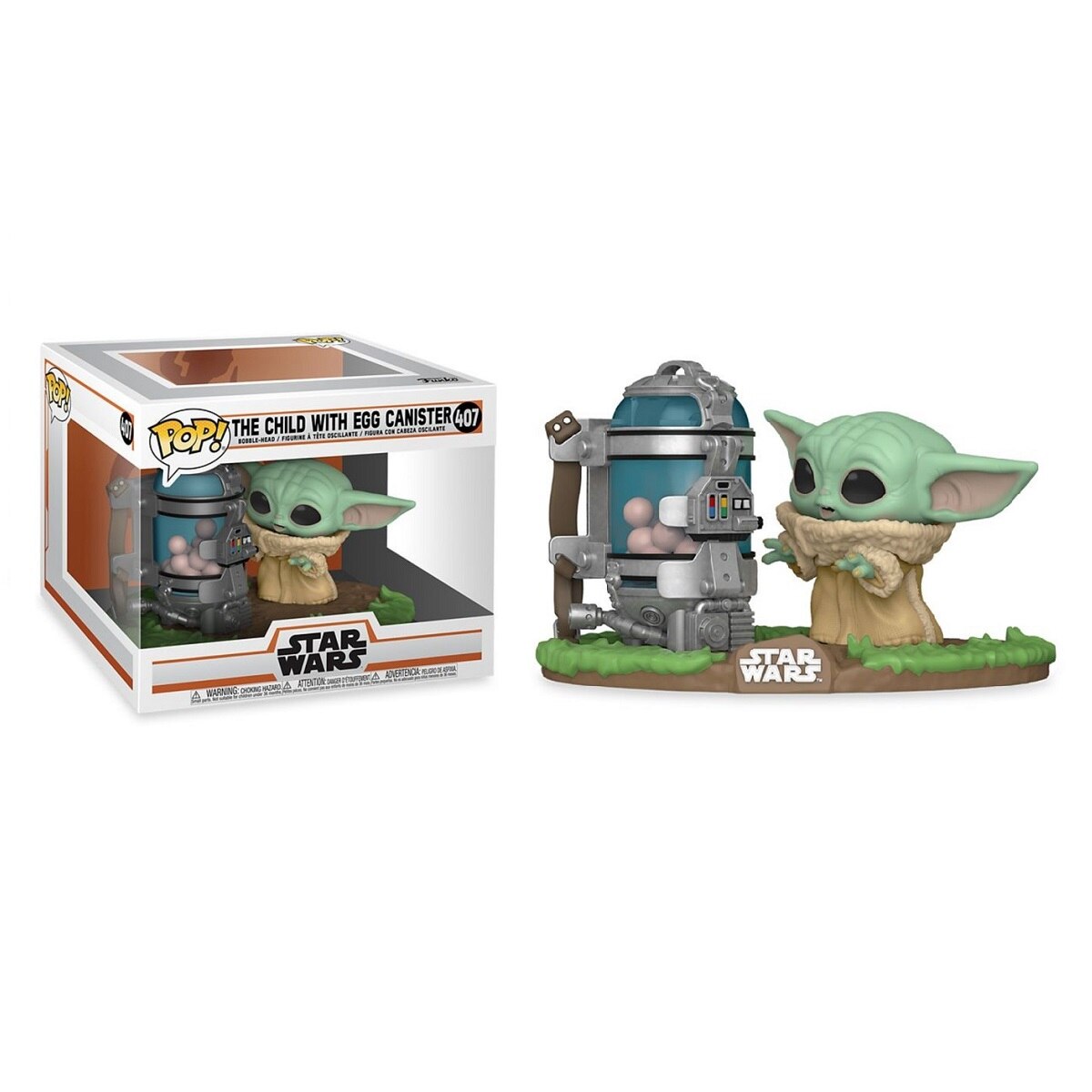 Figurina Baby Yoda, Funko Pop 407, Vinil, 10 cm, 3 ani+