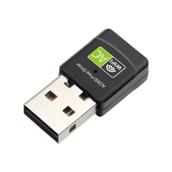 Placa de retea fara fir dual-band USB, 600Mbps, notebook desktop 2.4G / 5.8GWifi receptor, fara driver, Negru Placa de retea fara fir dual-band USB, 600Mbps, notebook desktop 2.4G / 5.8GWifi receptor, fara driver, Negru