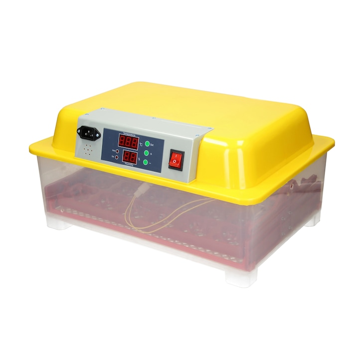 ECD Germany Elektromos inkubátor, digitális kijelzővel, 24 tojás, 23 x 47 x 33 cm, műanyag, sárga