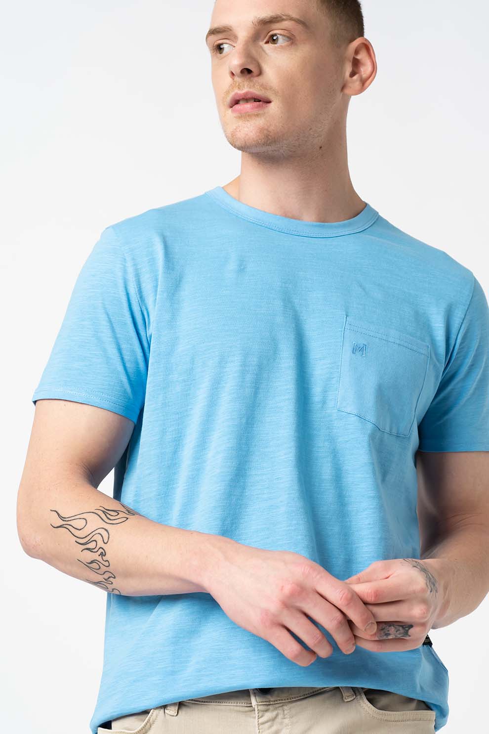 Haily's, Tricou cu buzunar aplicat Abel, Albastru