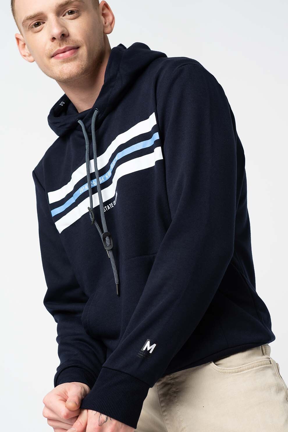 Haily's, Hanorac cu imprimeu si buzunar kangaroo Jonas, Bleumarin