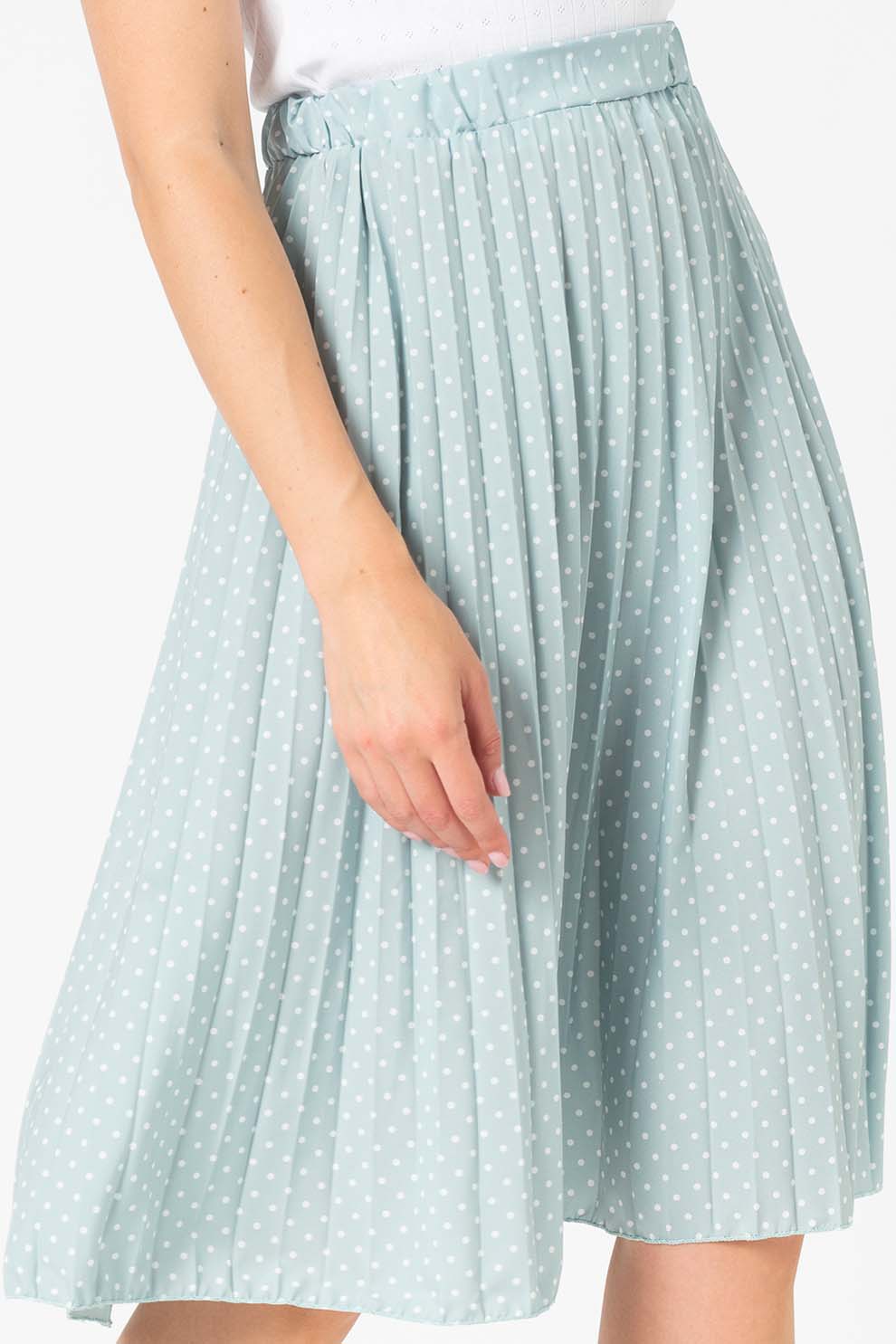 Haily's, Fusta midi cu pliuri Leah, Verde pal, L