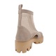 Ghete dama, SandAli, piele naturala, plasa, fermoar, laterale decupat, Bej