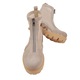 Ghete dama, SandAli, piele naturala, plasa, fermoar, laterale decupat, Bej