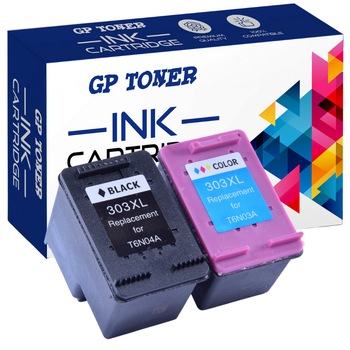 Set 2 cartuse de cerneala, GP Toner, 303XL, Compatibil cu HP T6N04AE/ 6220/ 6230/ 7130/ 7134/ 7830, Multicolor Set 2 cartuse de cerneala, GP Toner, 303XL, Compatibil cu HP T6N04AE/ 6220/ 6230/ 7130/ 7134/ 7830, Multicolor