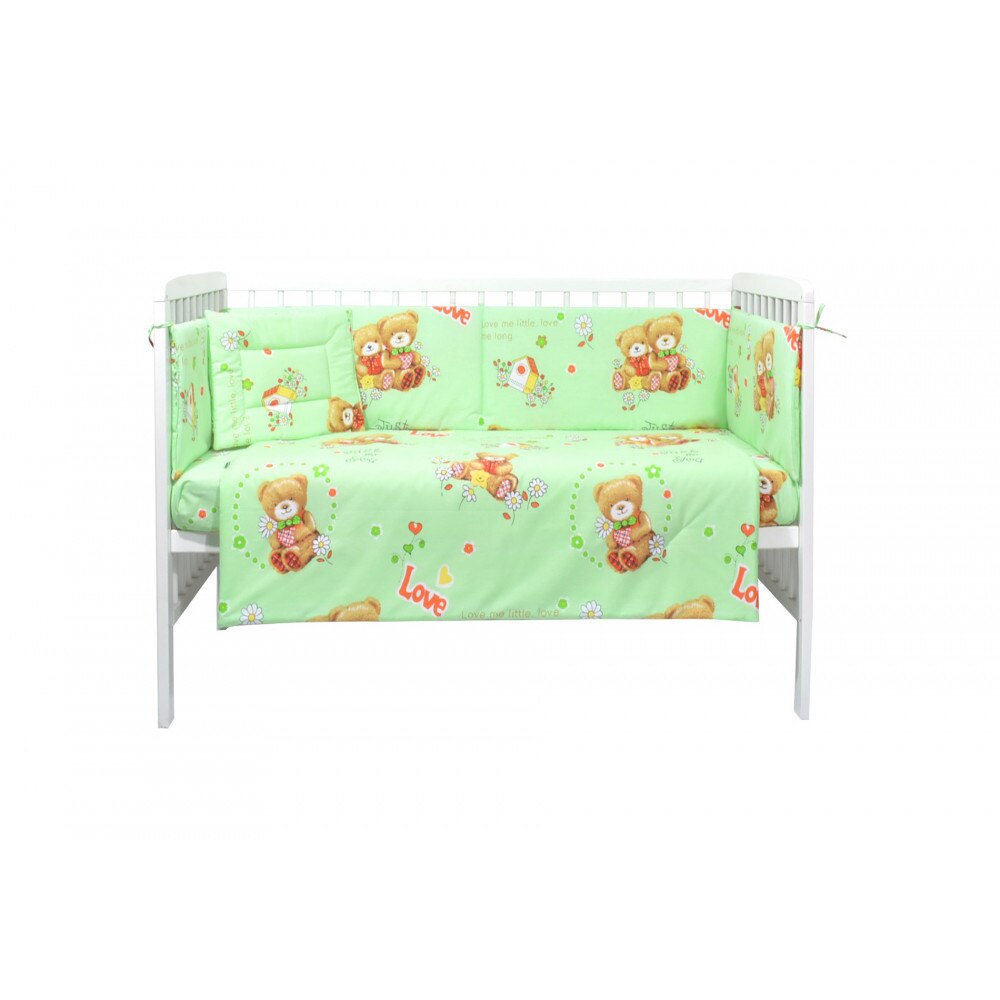 Set lenjerie patut cu 5 piese Love Me Green