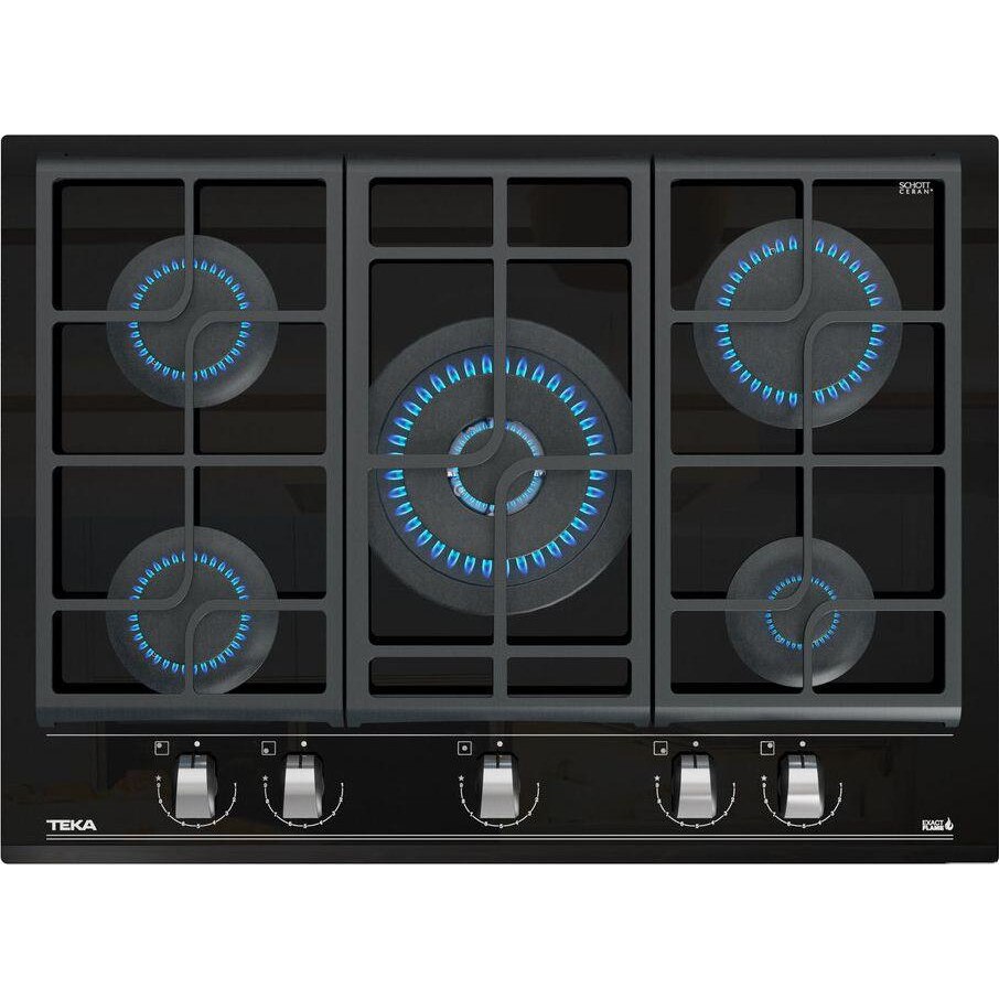 Plita Incorporabila Teka GZC 75330 XBN, Gaz, 5 zone de gatit, 70cm, Negru