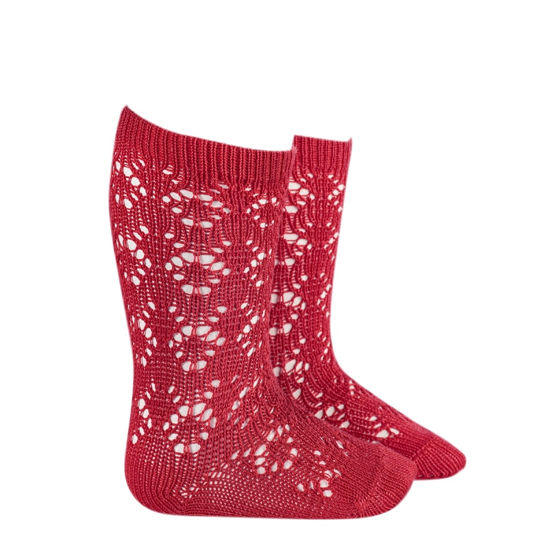 Sosete lungi cu model geometric, Rosu