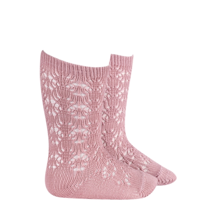 Sosete lungi cu model geometric, Roz inchis