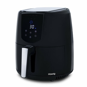 Friteuza H.Koenig FRY800, 4 L, 1400 W, fara ulei, 7 programe de gatit, touch screen, timer, oprire automata, curatare usoara, vas antiaderent, cos detasabil, negru Friteuza H.Koenig FRY800, 4 L, 1400 W, fara ulei, 7 programe de gatit, touch screen, timer, oprire automata, curatare usoara, vas antiaderent, cos detasabil, negru