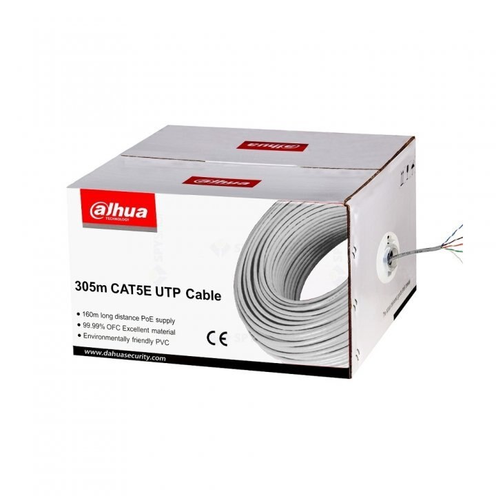 Cablu utp, Cat 5, cupru integral, rola 305 m, pentru sisteme de supravaghere si date, 305 PFM920I-5EUN, Dahua