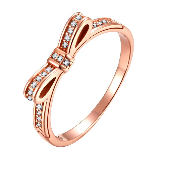 Inel cu fundita, rose, zirconiu cubic, argint 925‰, Luss