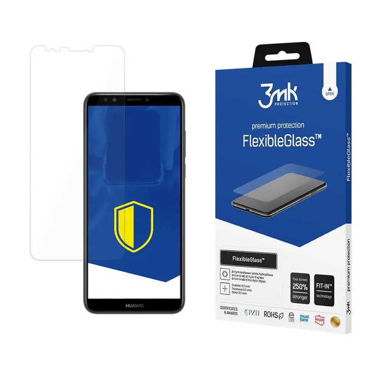 Protectie Sticla 3MK FlexibleGlass pentru Huawei Y7 Prime 2018, Transparenta