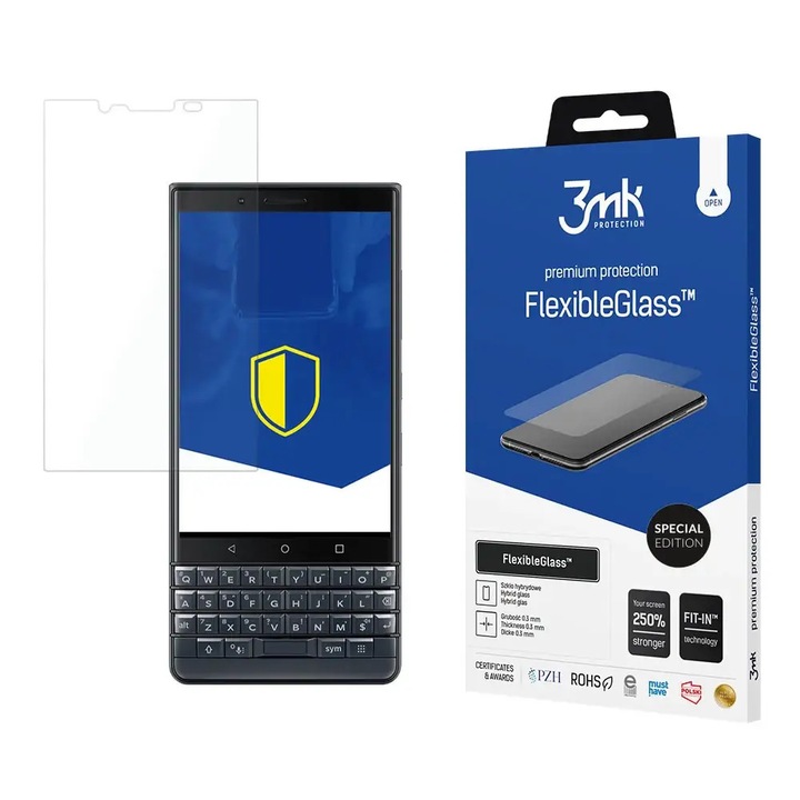 Folie protectie ecran, 3MK, sticla, FlexibleGlass pentru BlackBerry KEY2, transparent