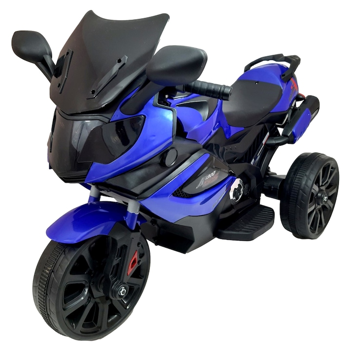 OEM gyerek elektromos motorkerékpár, akkumulátoros, 2-6 éves korig, max 40 kg, LED, hangokkal és fényekkel, kék