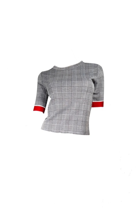 Bluza dama, multicolor, casual-sport, imprimeu in carouri, marimea M