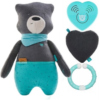 Ursulet de plus Max, Szumisie, Senzor de somn, Gri inchis /Albastru, 0 luni+ Ursulet de plus Max, Szumisie, Senzor de somn, Gri inchis /Albastru, 0 luni+