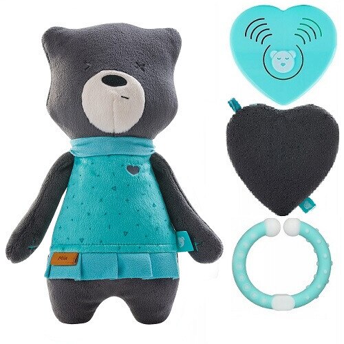Ursulet de plus Mia, Szumisie, Senzor de somn, Gri inchis/Albastru, 0 luni+