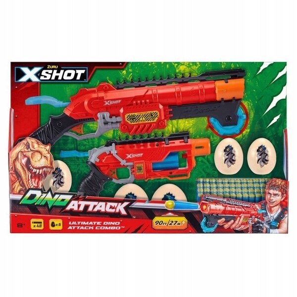 Set arma de jucarie Zuru, X Shot 4859 Dino, 8 Ani+, Rosu